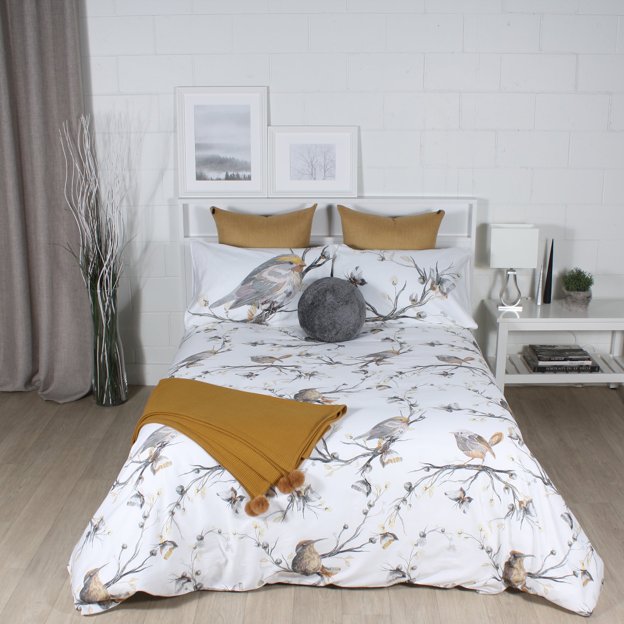 Housse de couette percale de coton Neo thym végétal Housses de couette | Carré Blanc