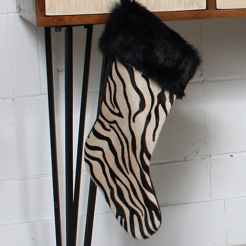 Zebra Christmas socks by Marie Dooley